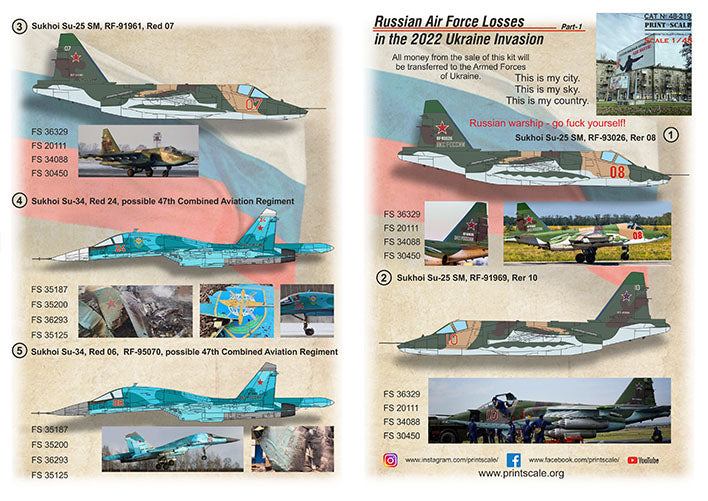Print Scale PSL48219 1:48 Russian Air Force Losses Ukraine 2022 Pt 1