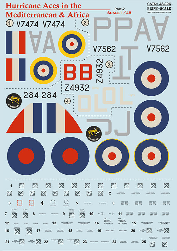 Print Scale PSL48226 1:48 Hawker Hurricane Aces of the MTO and Africa Part-2 1