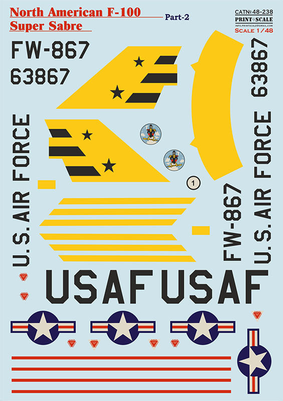 Print Scale PSL48238 1:48 North-American F-100F Super Sabre