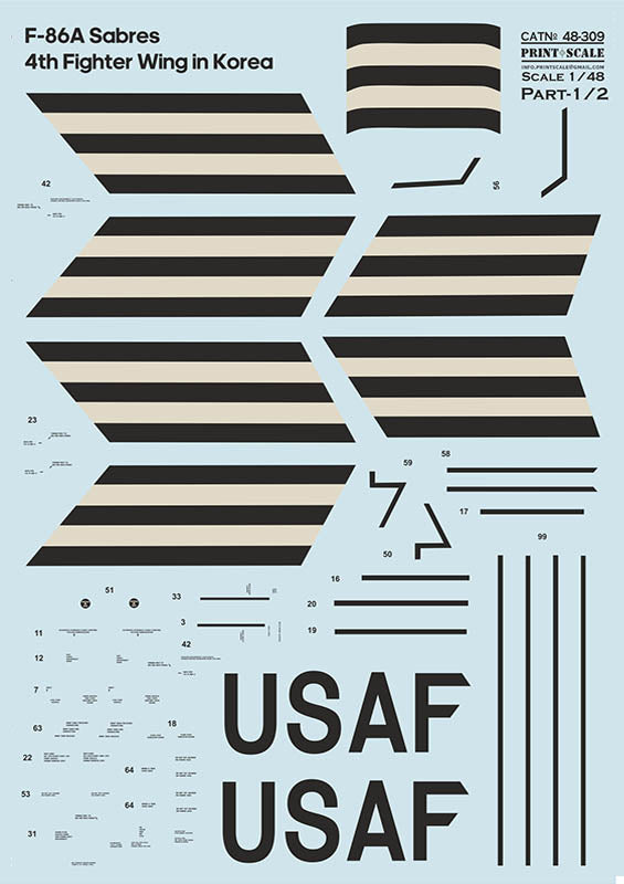 Print Scale PSL48309 1:48 North-American F-86A Sabres 4th Fighter Wing in Korea