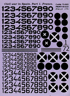 Print Scale PSL72003 1:72 Numbers and National Insignia for Condor Legion