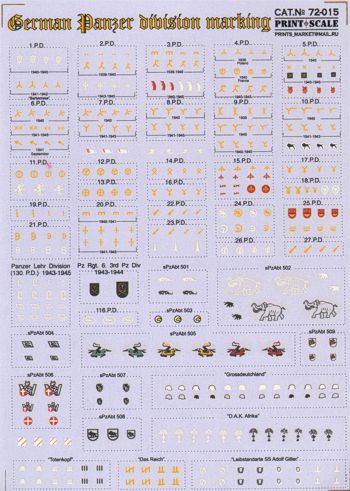 Print Scale PSL72015 1:72 Panzer division marking