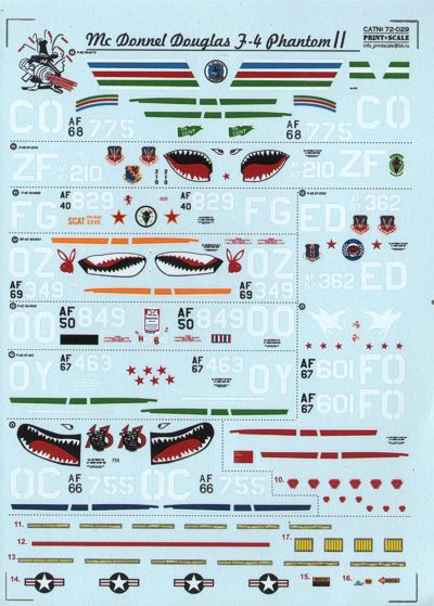 Print Scale PSL72029 1:72 F-4C/D/E RF-4C Phantom II Vietnam Decals