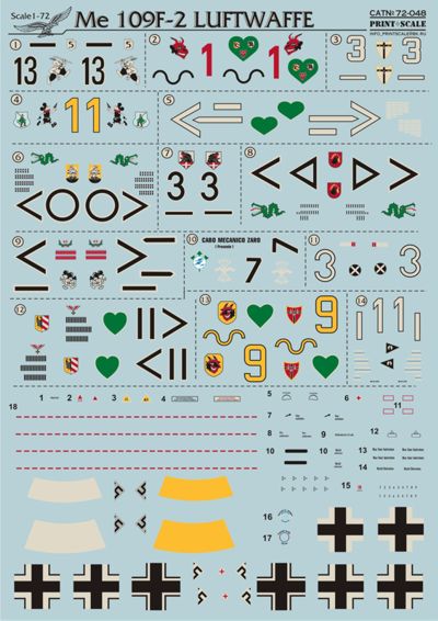 Print Scale PSL72048 1:72 Messerschmitt Bf-109F-2