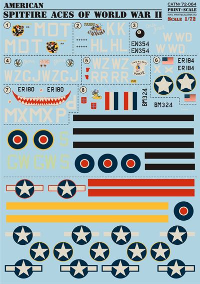 Print Scale PSL72064 1:72 Spitfire American Spitfire Aces 1