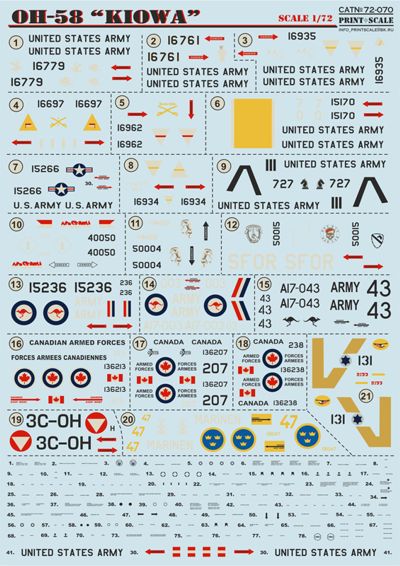 Print Scale PSL72070 1:72 Bell OH-58 'Kiowa' 1