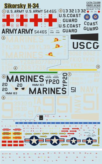 Print Scale PSL72088 1:72 Sikorsky H-34 1
