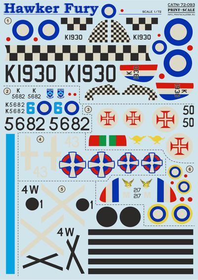 Print Scale PSL72093 1:72 Hawker Fury 1