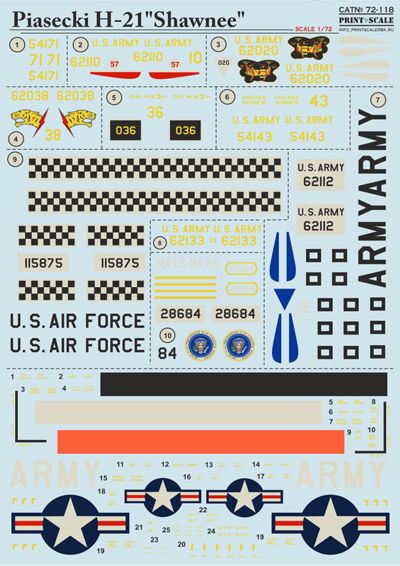 Print Scale PSL72118 1:72 Piasecki H-21 Shawnee 1