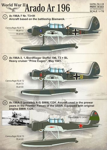 Print Scale PSL72119 1:72 Arado Ar-196 1