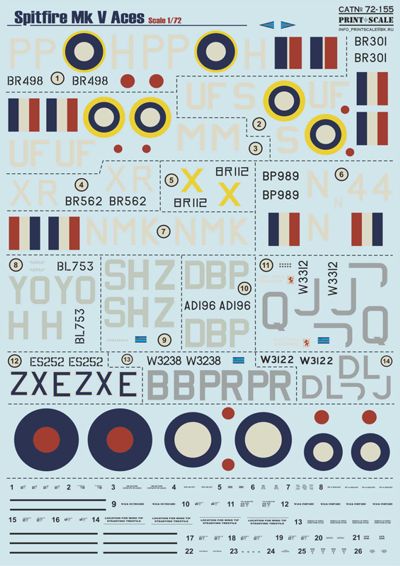 Print Scale PSL72155 1:72 Supermarine Spitfire Mk.V 1