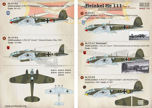 Print Scale PSL72198 1:72 Heinkel He-111 Part-2