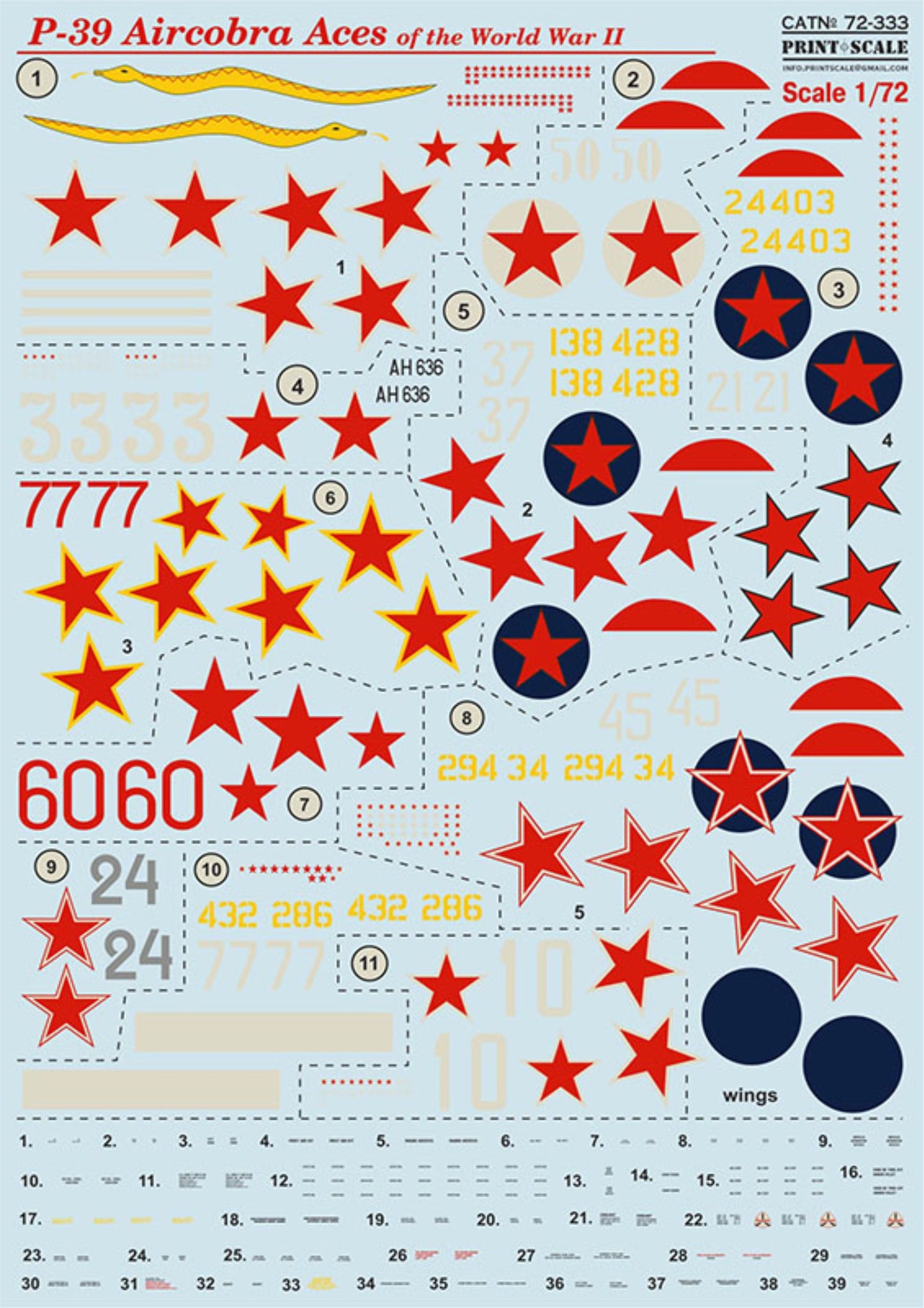 Print Scale PSL72333 1:72 Bell P-39 Aircobra Aces of the World War II 1
