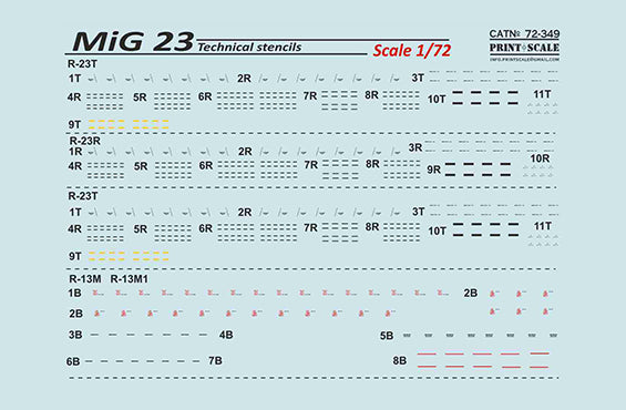 Print Scale PSL72349 1:72 Mikoyan MiG-23 Technical stencils