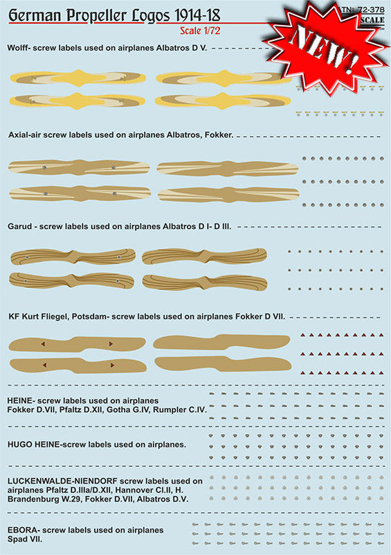 Print Scale PSL72378 1:72 Logos of German propellers of World War I