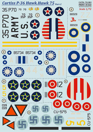 Print Scale PSL72381 1:72 Curtiss P-36 Hawk