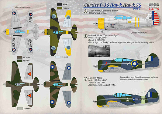 Print Scale PSL72381 1:72 Curtiss P-36 Hawk