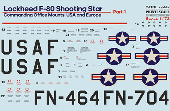 Print Scale PSL72447 1:72 Lockheed F-80 USA & Europe Part 1 1