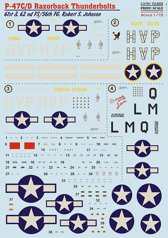 Print Scale PSL72505 1:72 Republic P-47C/P-47D Thunderbolt Razorback Robert S