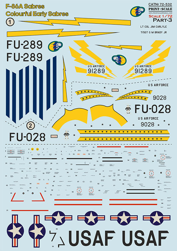 Print Scale PSL72532 1:72 North-American F-86A Sabres