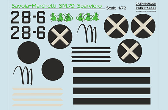 Print Scale PSM72011 1:72 SM.79 Camouflage Mask & Decals