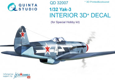 Quinta Studio QD32007 1:32 Yakovlev Yak-3 3D-Printed Interior Decals