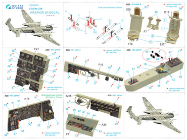 Quinta Studio QD32093 1:32 Heinkel He-219 3D-Printed Interior Decals