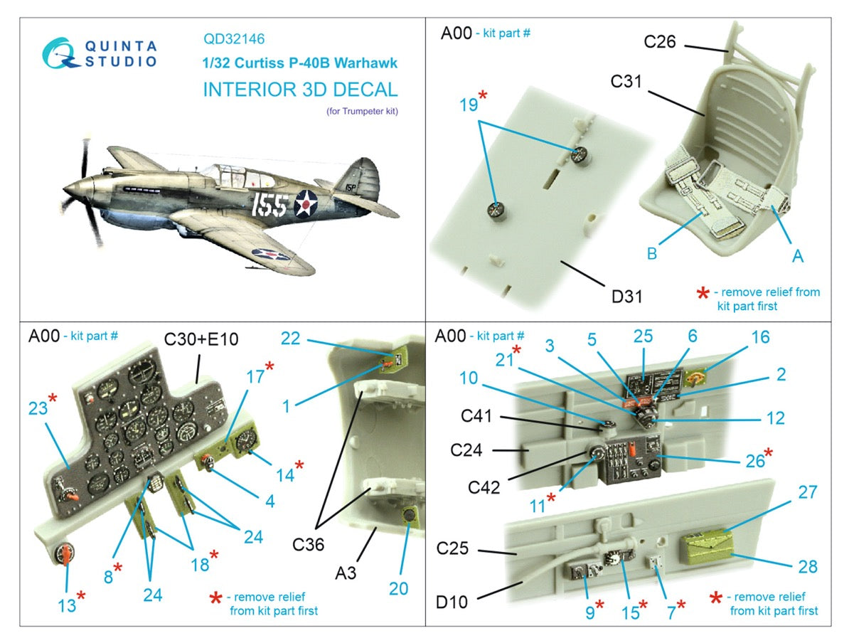Quinta Studio QD32146 1:32 Curtiss P-40B Warhawk