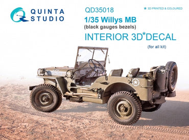 Quinta Studio QD35018 1:35 Willys Jeep MB 3D-Printed Interior Decals