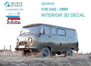 Quinta Studio QD35045 1:35 UAZ-3909 3D-Printed coloured Interior on decal paper