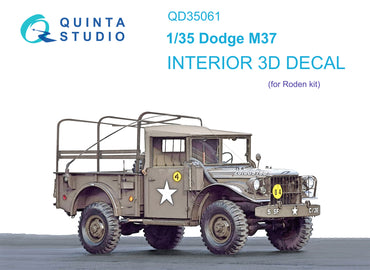 Quinta Studio QD35061 1:35 Dodge M37 3D-Printed coloured Interior on decal paper