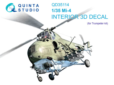 Quinta Studio QD35114 1:35 Mil Mi-4 3D-Printed coloured Interior on decal paper