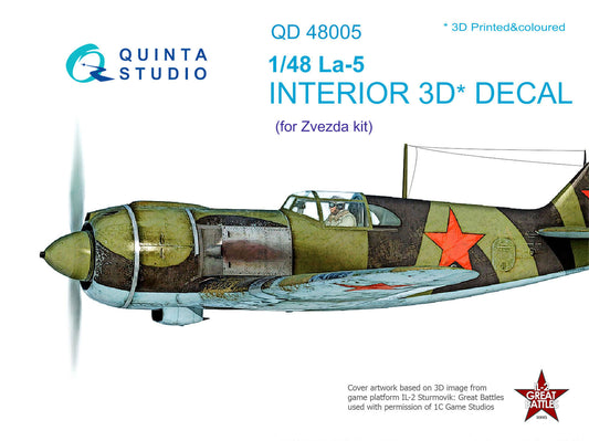 Quinta Studio QD48005 1:48 Lavochkin La-5 3D-Printed Interior Decals