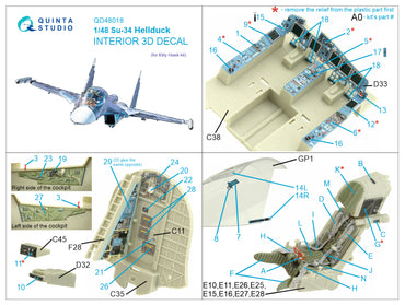 Quinta Studio QD48018 1:48 Sukhoi Su-34 3D-Printed Interior Decals