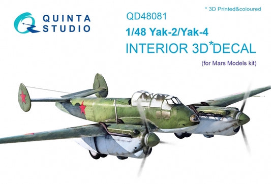 Quinta Studio QD48081 1:48 Yak-2/Yak-4 3D Interior Decal