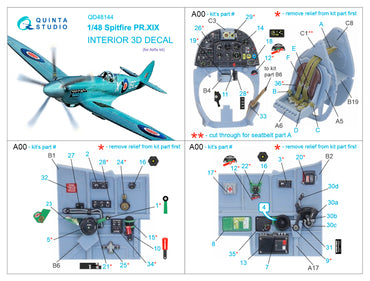 Quinta Studio QD48144 1:48 Spitfire PR Mk.XIX 3D Interior Decal