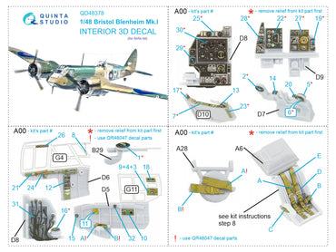Quinta Studio QD48378 1:48 Blenheim Mk.I 3D Interior Decal
