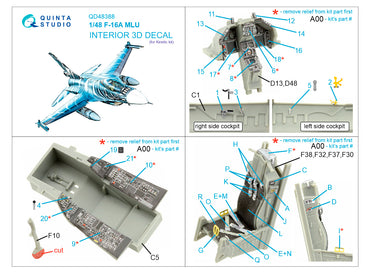 Quinta Studio QD48388 1:48 F-16A MLU 3D Interior Decal
