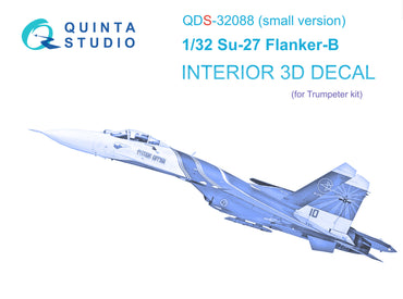 Quinta Studio QDS-32088 1:32 Sukhoi Su-27 3D-Printed Interior Decals