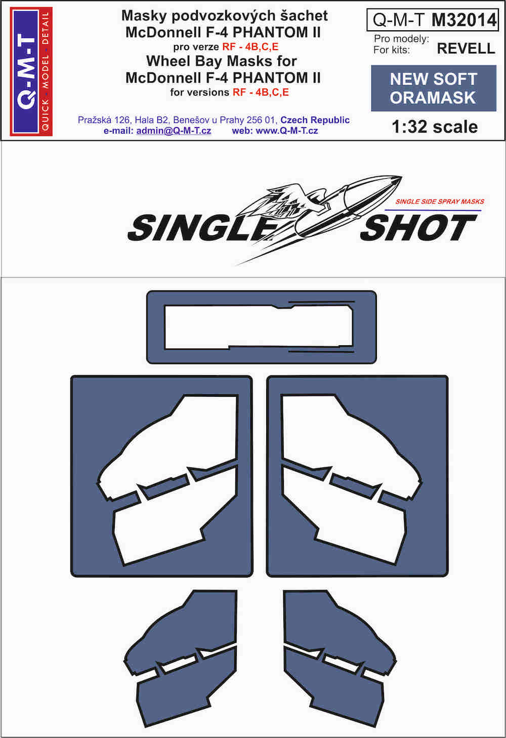 Q-M-T QMTM32014 1:32 McDonnell RF-4B/RF-4C/RF-4E Phantom wheel bay paint masks