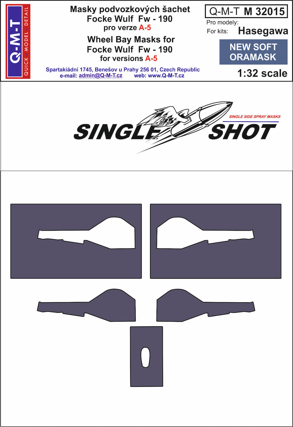 Q-M-T QMTM32015 1:32 Focke-Wulf Fw-190A-5 wheel bay paint masks