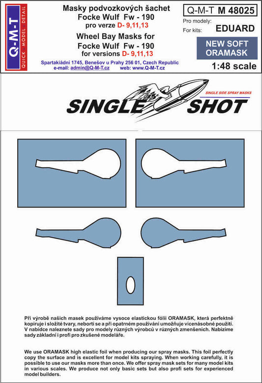 Q-M-T QMTM48025 1:48 Focke-Wulf Fw-190D-9/Fw-190D-11/Fw-190D-13 wheel bay masks