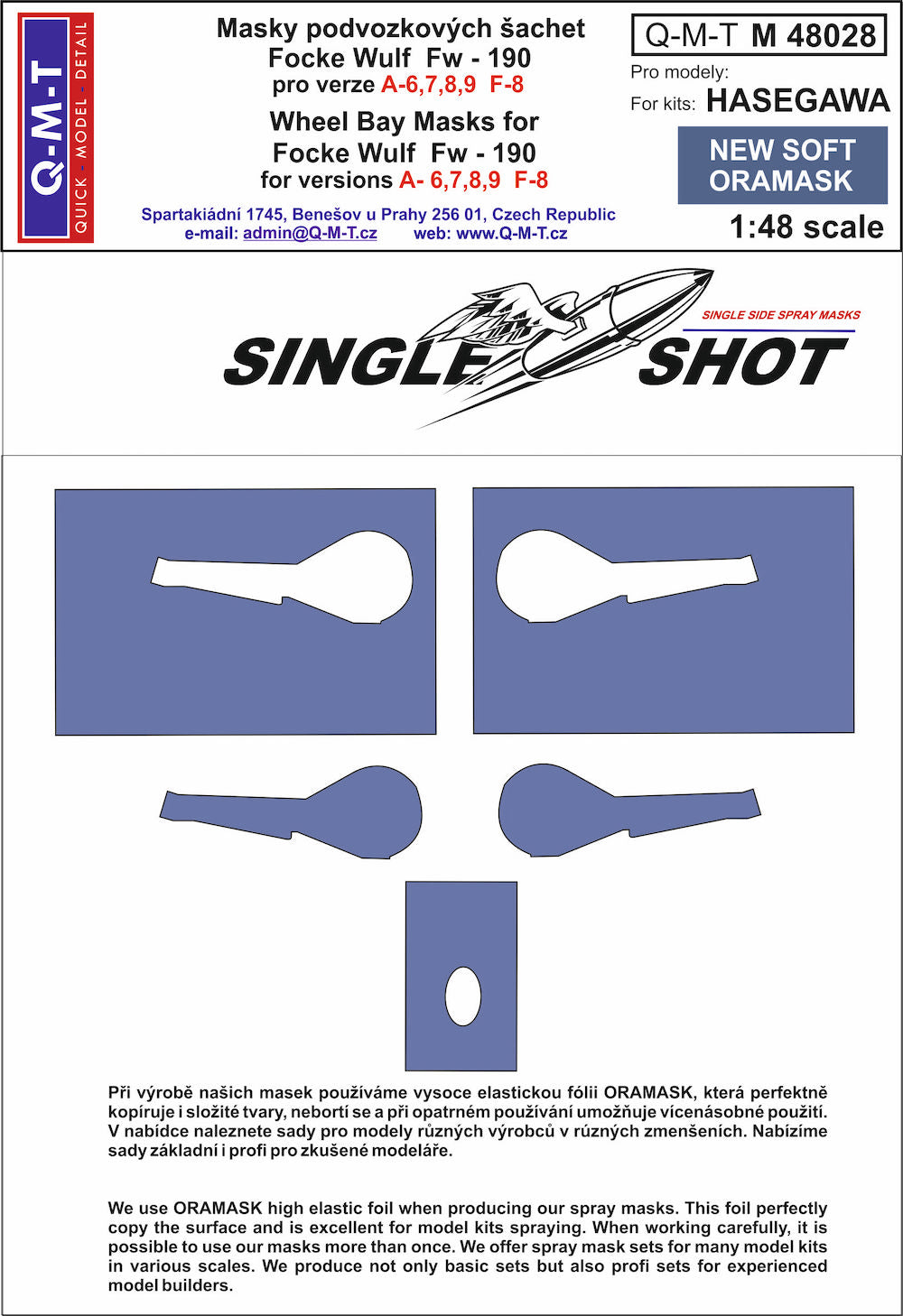 Q-M-T QMTM48028 1:48 Fw-190A-6/7/8/9/F-8 Wheel Bay Paint Masks