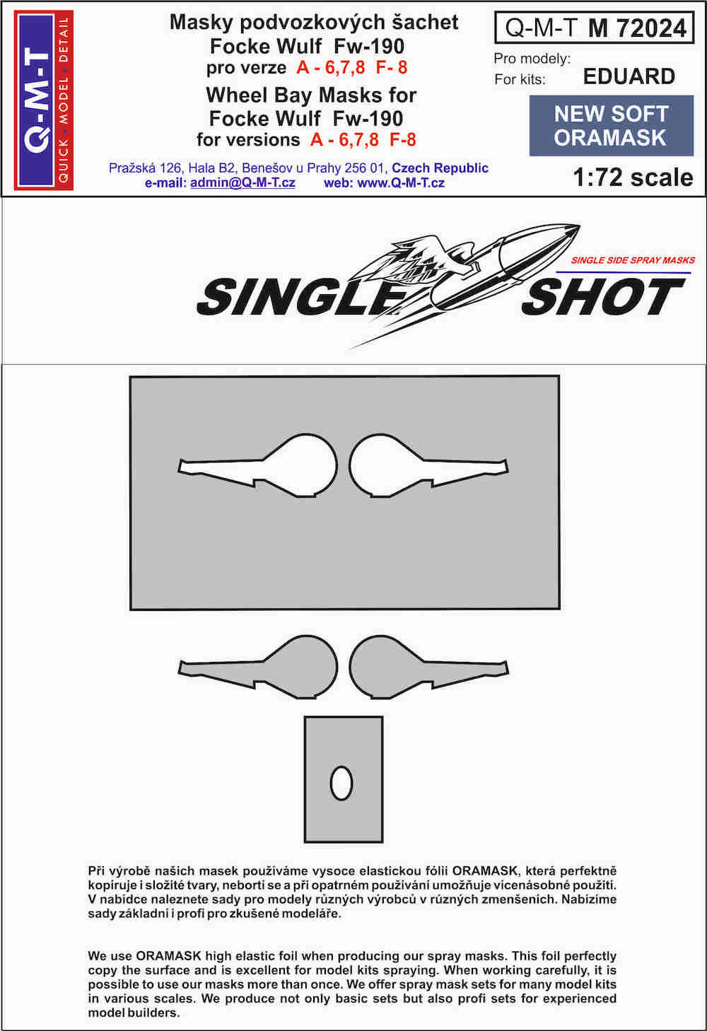 Q-M-T QMTM72024 1:72 Fw-190A-6/7/8/F-8 Wheel Bay Paint Masks