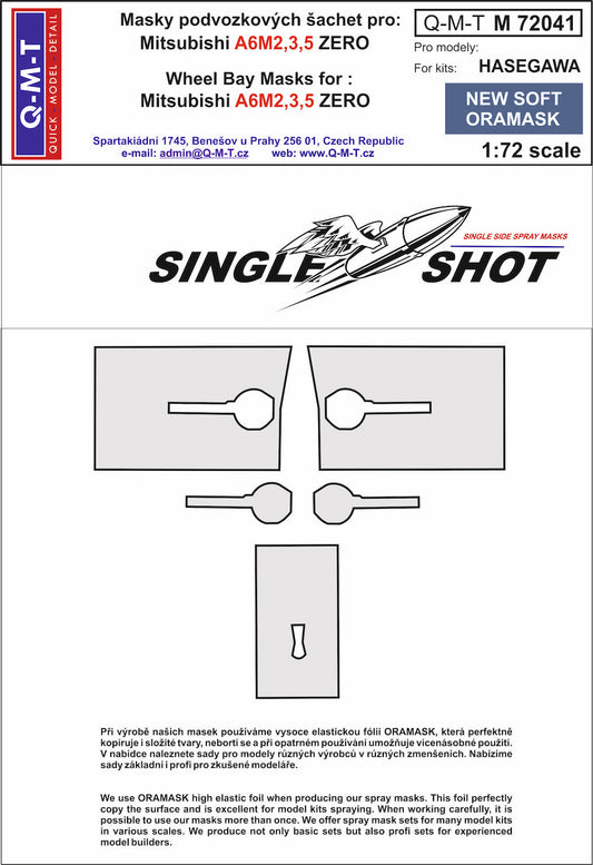 Q-M-T QMTM72041 1:72 Mitsubishi A6M2/A6M3/A6M5 Zero wheel bay paint masks