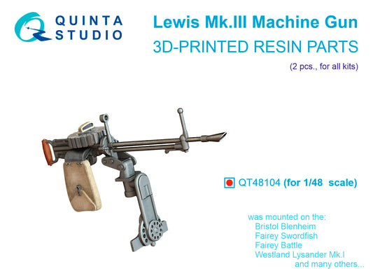 Quinta Studio QT48104 1:48 Lewis Mk.III Machine gun, 2 pcs