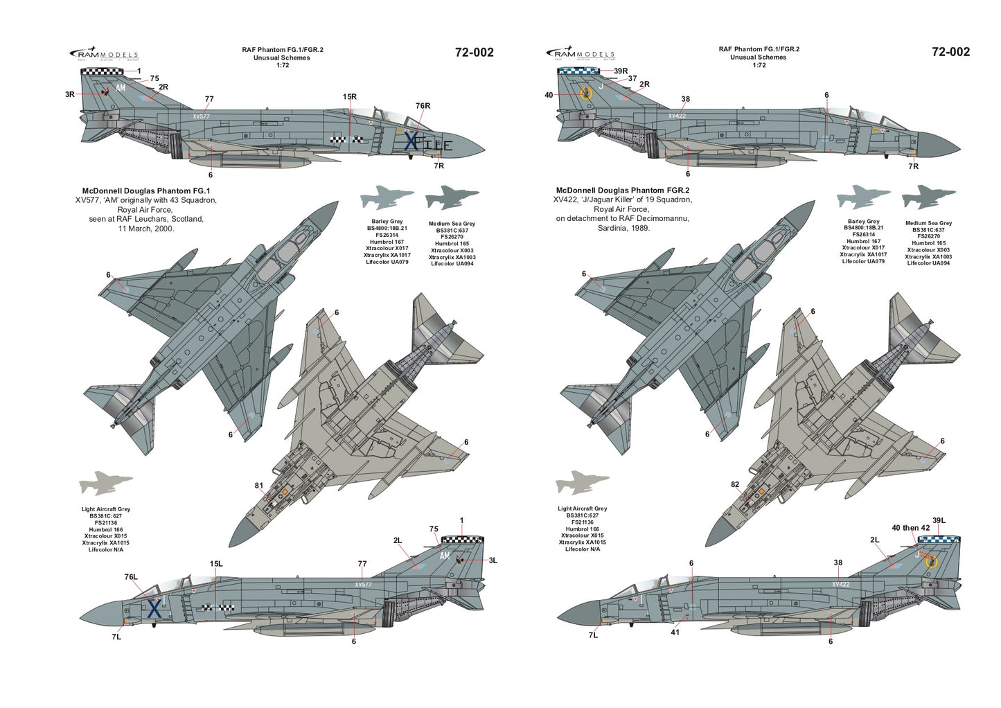 Ram Models RAMM72002 1:72 RAF Phantom FG.1/FGR.2 Unusual Schemes