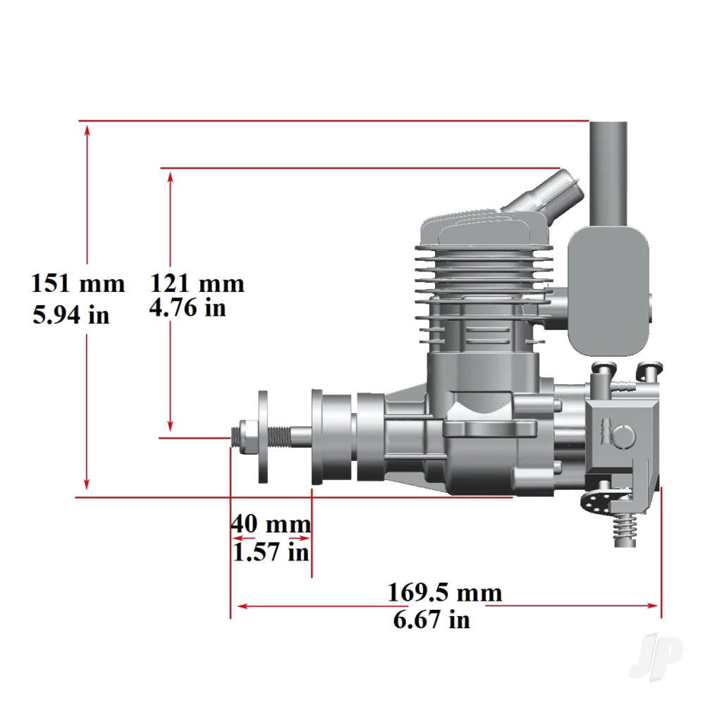 Stinger Engines 26cc Single Cylinder Rear Exhaust 2-Stroke Petrol Engine RCGF26RE