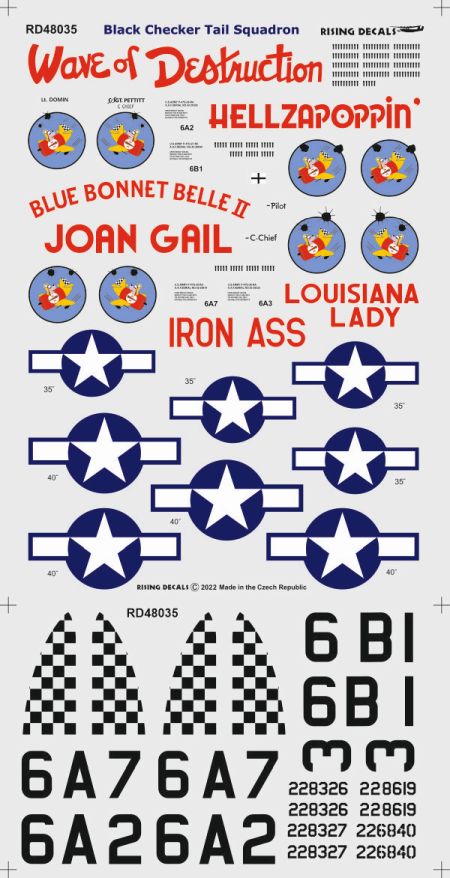 Rising Decals RD48035 1:48 Black Checker Tail Sqdr.