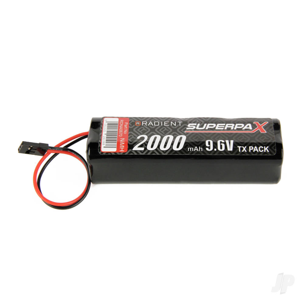 Radient NiMH 9.6V 2000mAh AA Square, Tx, JR A0670